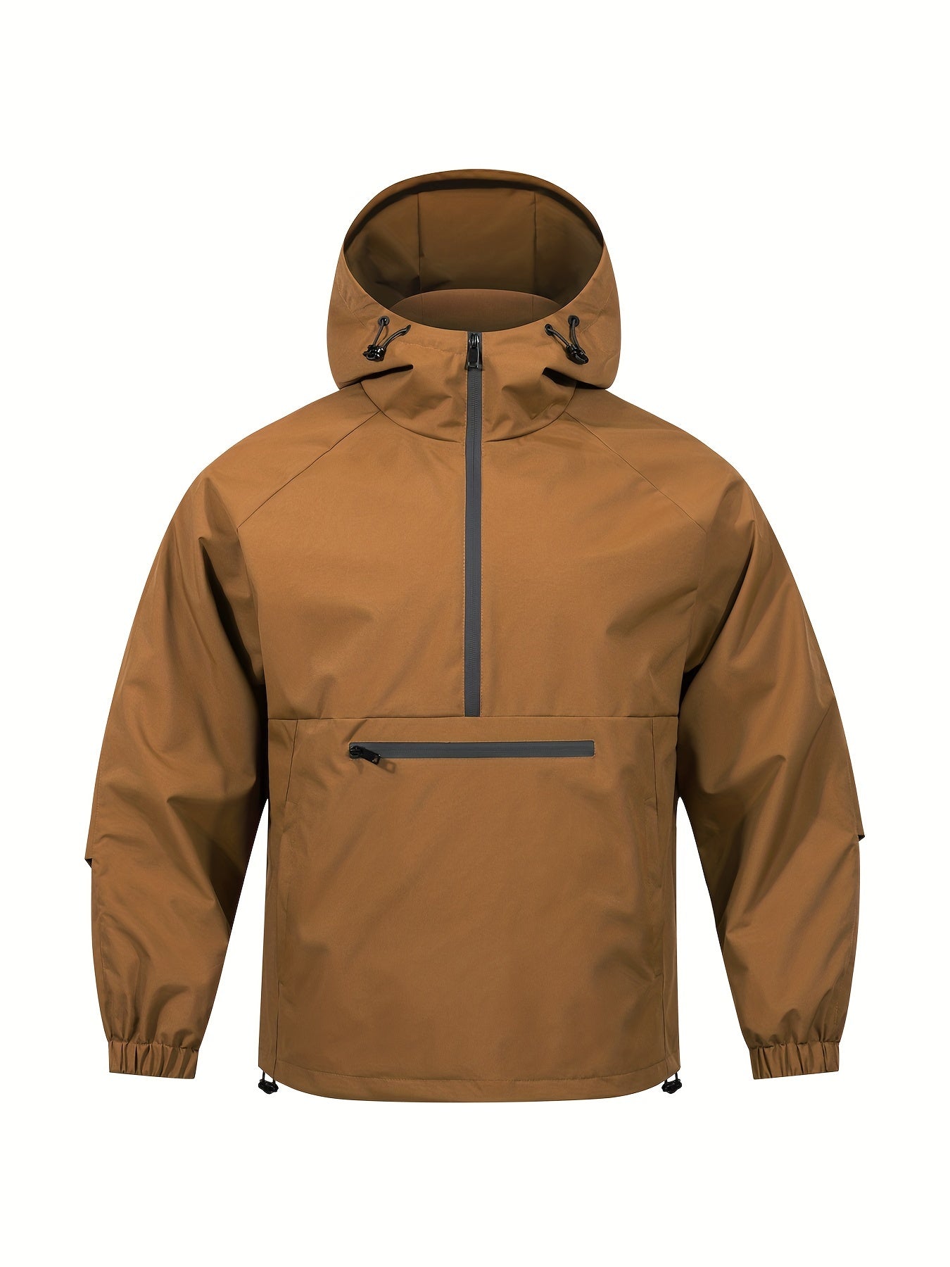 Een must-have voor mannen op zoek naar een casual jas met bescherming tegen wisselvallig weer. Deze windbreaker biedt comfort en stijl met een halve ritssluiting en capuchon, perfect voor dagelijks gebruik en outdoor activiteiten. Gemaakt van 100% polyester voor duurzaamheid en comfort.