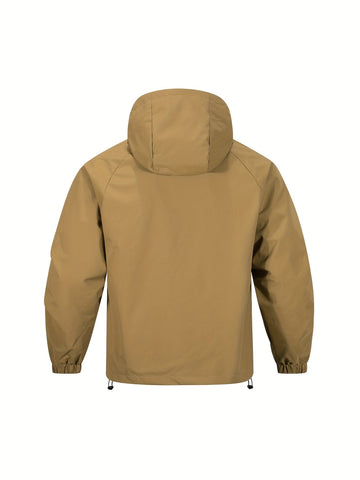 Een must-have voor mannen op zoek naar een casual jas met bescherming tegen wisselvallig weer. Deze windbreaker biedt comfort en stijl met een halve ritssluiting en capuchon, perfect voor dagelijks gebruik en outdoor activiteiten. Gemaakt van 100% polyester voor duurzaamheid en comfort.