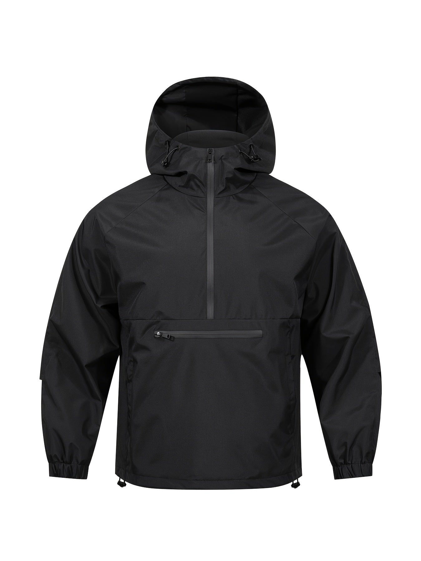 Een must-have voor mannen op zoek naar een casual jas met bescherming tegen wisselvallig weer. Deze windbreaker biedt comfort en stijl met een halve ritssluiting en capuchon, perfect voor dagelijks gebruik en outdoor activiteiten. Gemaakt van 100% polyester voor duurzaamheid en comfort.