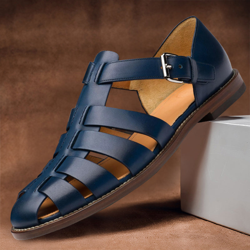 Lars | Leren sandalen in de kleur Donkerblauw voor heren in stijl ideaal voor de lente.