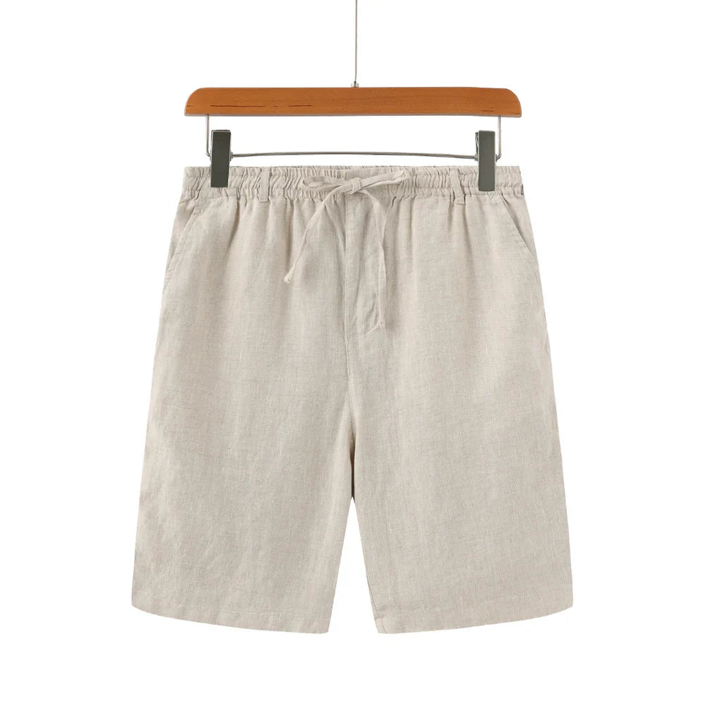 Lau | Linnen shorts in de kleur Beige voor heren in Beach stijl ideaal voor de zomer.