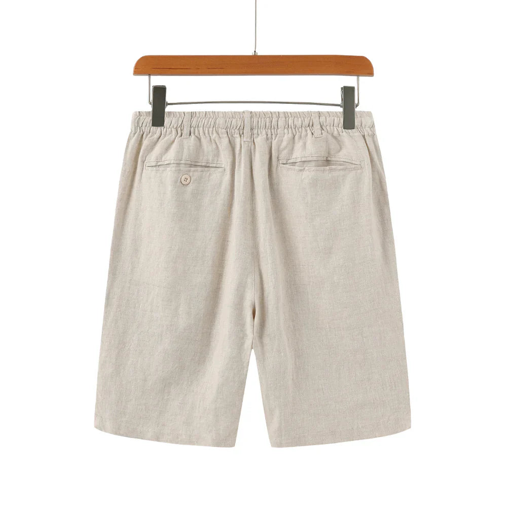 Lau | Linnen shorts in de kleur Beige voor heren in Beach stijl ideaal voor de zomer.