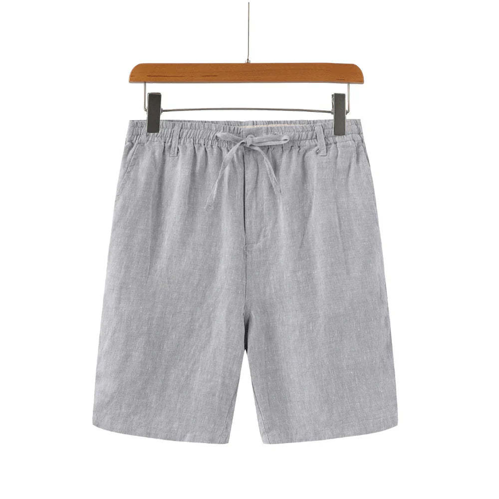 Lau | Linnen shorts in de kleur Grijs voor heren in Beach stijl ideaal voor de zomer.