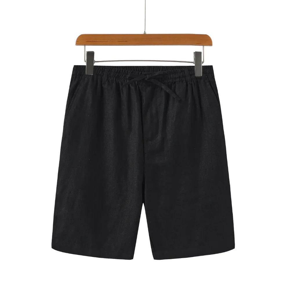 Lau | Linnen shorts in de kleur Zwart voor heren in Beach stijl ideaal voor de zomer.