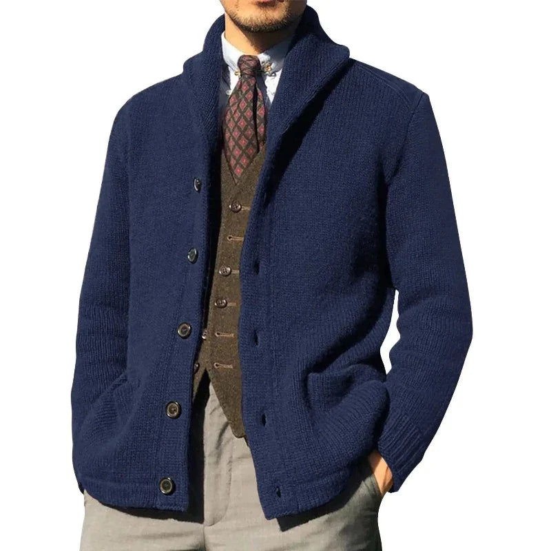 Laurens | Elegance Vest van stof met kraag en knopen in de kleur Marineblauw voor heren in stijl ideaal voor de winter