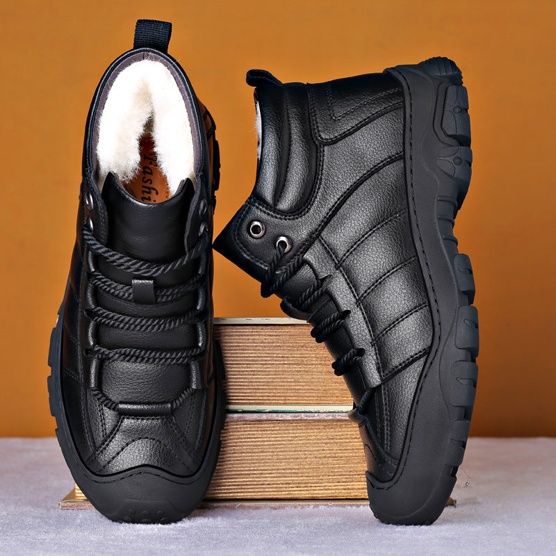 Laurens | Waterdichte winterlaarzen voor mannen met wollen voering in de kleur Zwart voor heren in Heritage stijl ideaal voor de winter