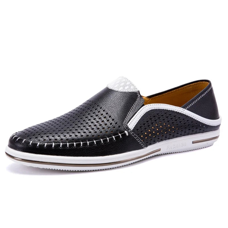 Laxa | Handgemaakte leren loafers in de kleur Zwart voor heren in Smart-casual stijl ideaal voor de zomer.