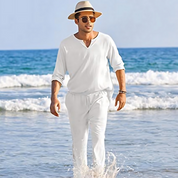 Levy | Tweedelige zomerset heren in de kleur Wit voor heren in stijl ideaal voor de zomer.