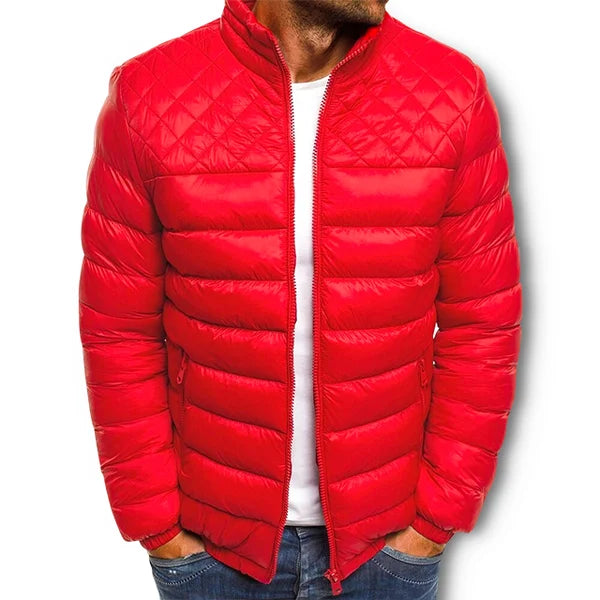 Lichte donsjas met ruiten op de schouders in de kleur Rood voor heren in Outdoor stijl ideaal voor de winter