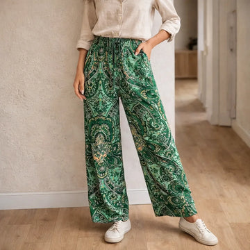 Wide leg pants met paisley patroon