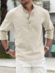 Linnen overhemd voor mannen in de kleur Beige voor heren in stijl ideaal voor de zomer.