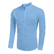 Linnen overhemd voor mannen in de kleur Lichtblauw voor heren in stijl ideaal voor de zomer.