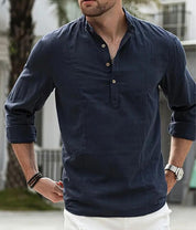 Linnen overhemd voor mannen in de kleur Zwart voor heren in stijl ideaal voor de zomer.