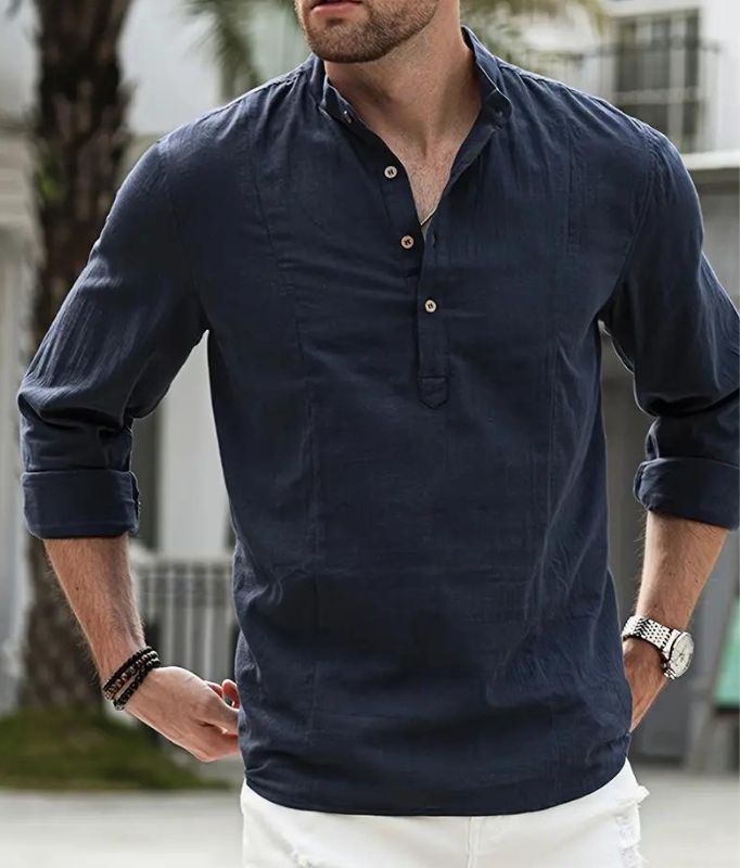 Linnen overhemd voor mannen in de kleur Zwart voor heren in stijl ideaal voor de zomer.