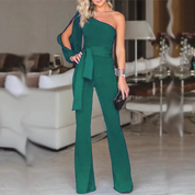 Liv | Stijlvolle dames jumpsuit met blote schouder in de kleur Paars voor dames in Party stijl ideaal voor de lente.