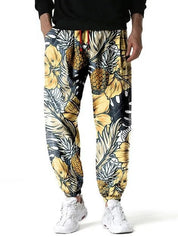 Loeka | Bloemenprint Joggingbroek met stijl in de kleur Grijs voor heren in Lounge stijl ideaal voor de lente.