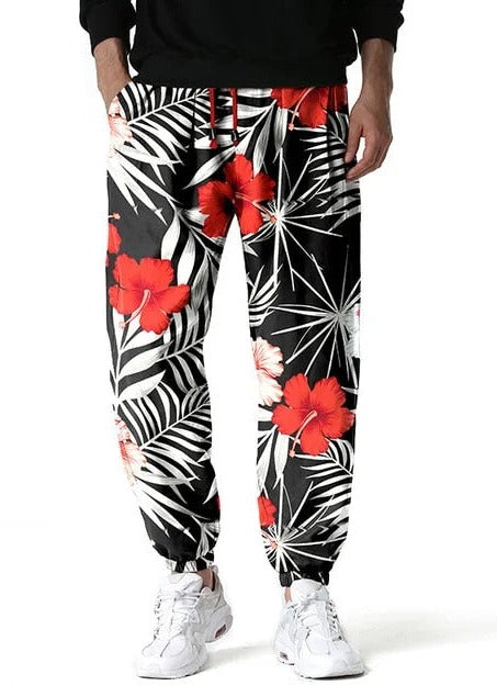 Loeka | Bloemenprint Joggingbroek met stijl in de kleur Wit voor heren in Lounge stijl ideaal voor de lente.