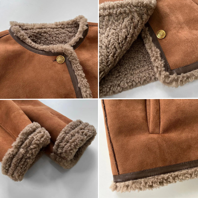 Lola | Luxe fleece jas in de kleur Bruin voor dames in stijl ideaal voor de herfst.