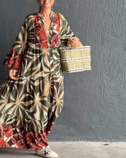 Loose fit bedrukte vakantiejurk in de kleur Groen voor dames in stijl ideaal voor de lente.