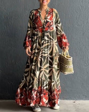 Loose fit bedrukte vakantiejurk in de kleur Groen voor dames in stijl ideaal voor de lente.