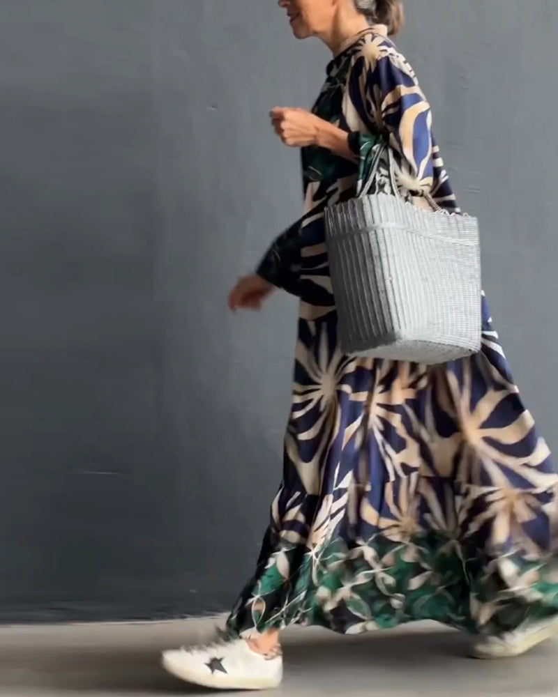 Loose fit bedrukte vakantiejurk in de kleur Groen voor dames in stijl ideaal voor de lente.