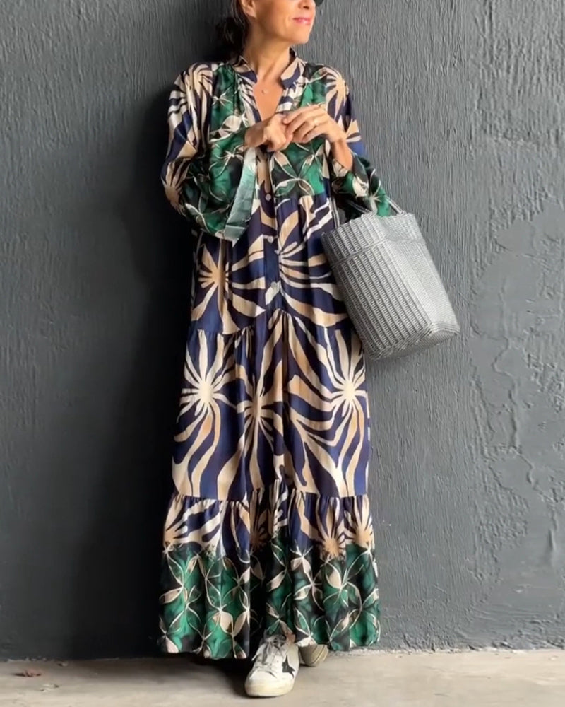 Loose fit bedrukte vakantiejurk in de kleur Groen voor dames in stijl ideaal voor de lente.