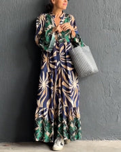 Loose fit bedrukte vakantiejurk in de kleur Groen voor dames in stijl ideaal voor de lente.