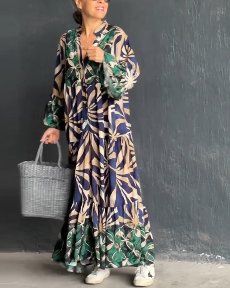 Loose fit bedrukte vakantiejurk in de kleur Groen voor dames in stijl ideaal voor de lente.