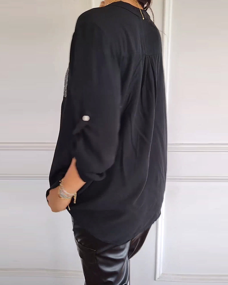 Losse blouse met pailetten in de kleur Zwart voor dames in Party stijl ideaal voor de herfst.
