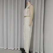 Lotte | Ronde hals mouwloze top en broek pak in de kleur Wit voor dames in Formal stijl ideaal voor de winter