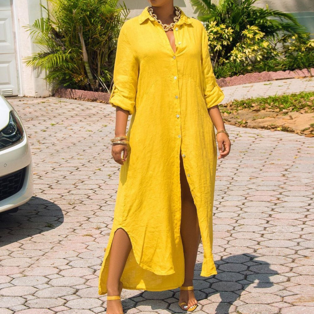 Lotte | Stijlvolle jurk met comfort in de kleur Geel voor dames in stijl ideaal voor de lente.