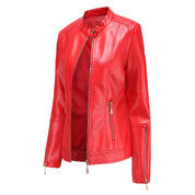 Lotte | Stijlvolle leren jas in de kleur Rood voor dames in stijl ideaal voor de herfst.
