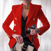 Louise | Comfortabele luxe blazer met knopen van katoen in de kleur Rood voor dames in Formal stijl geschikt voor alle seizoenen.