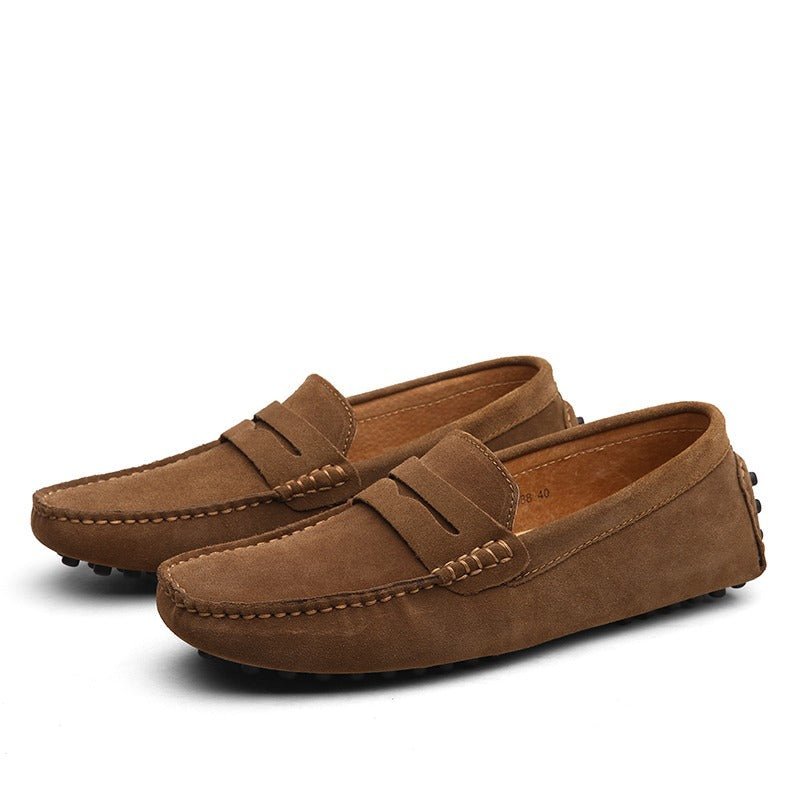 Luca | Slipvrije Italiaanse mannen instap loafers van suede en rubber in de kleur Bruin voor heren in Heritage stijl ideaal voor de lente.