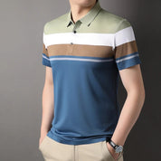 Lucas | Gestreept poloshirt voor mannen in de kleur Blauw voor heren in stijl geschikt voor alle seizoenen.