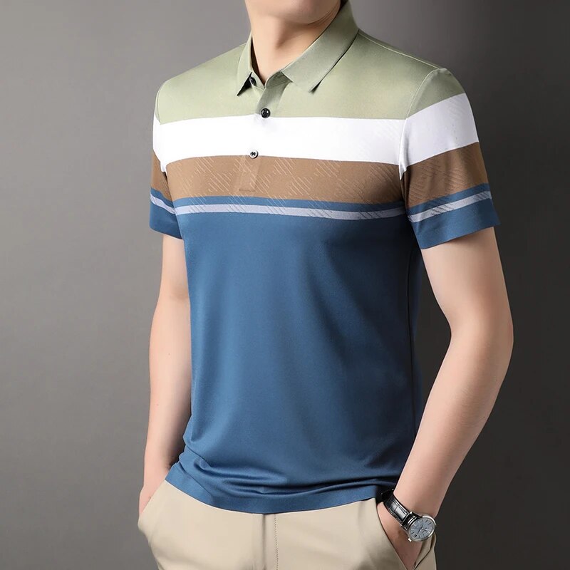 Lucas | Gestreept poloshirt voor mannen in de kleur Blauw voor heren in stijl geschikt voor alle seizoenen.