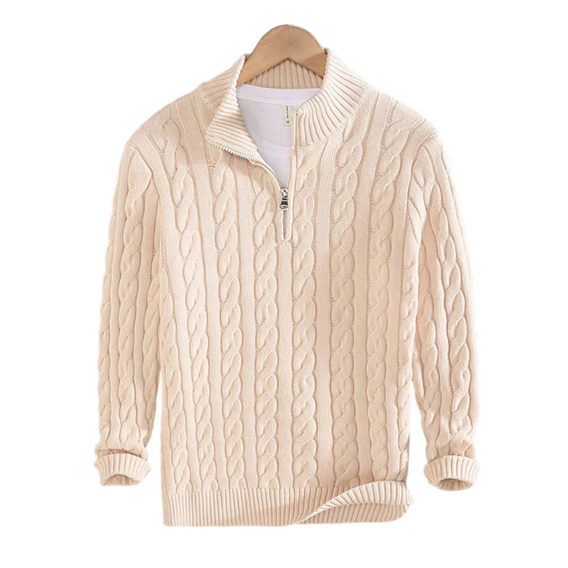 Luuk | Halve rits trui in de kleur Beige voor in stijl ideaal voor de herfst.