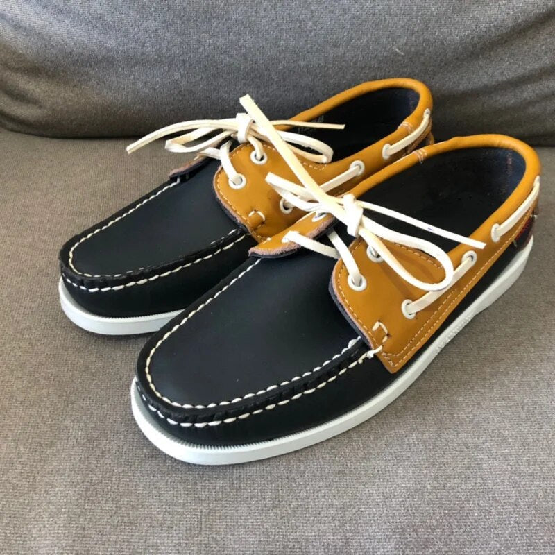 Luuk | Leren rubberen bootschoenen voor heren in de kleur Geel voor heren in stijl ideaal voor de lente.