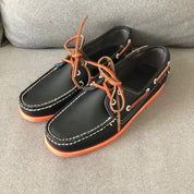 Luuk | Leren rubberen bootschoenen voor heren in de kleur Oranje voor heren in stijl ideaal voor de lente.