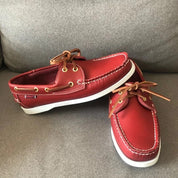 Luuk | Leren rubberen bootschoenen voor heren in de kleur Rood voor heren in stijl ideaal voor de lente.