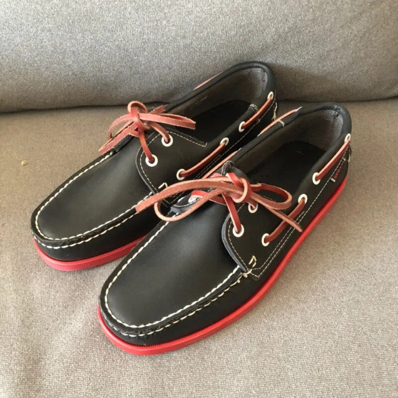 Luuk | Leren rubberen bootschoenen voor heren in de kleur Zwart voor heren in stijl ideaal voor de lente.