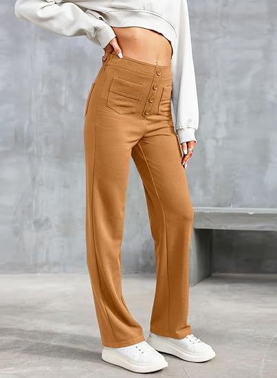 Luus | Stijlvolle high-waisted elastische casual broek in de kleur Bruin voor dames in stijl geschikt voor alle seizoenen.