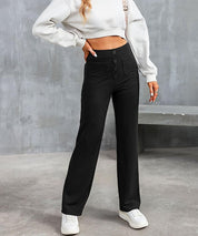 Luus | Stijlvolle high-waisted elastische casual broek in de kleur Petrol voor dames in stijl geschikt voor alle seizoenen.