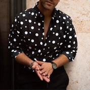 Maas | Gestippeld overhemd in de kleur Zwart voor heren in stijl ideaal voor de lente.