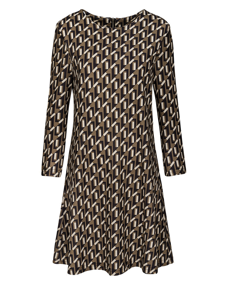 Marant | Elegante A-lijn jurk met ronde hals in de kleur Bruin voor dames in stijl ideaal voor de herfst.