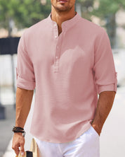 Marcus V | Effen heren casual overhemd in de kleur Roze voor heren in stijl ideaal voor de herfst.