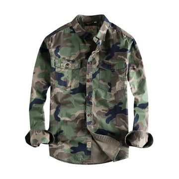 Marick | Herenhemd met camouflageprint in de kleur Khaki voor in stijl ideaal voor de herfst.