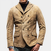 Martijn | Klassieke Dubbelgeknoopte Blazer in de kleur Beige voor heren in Heritage stijl ideaal voor de winter