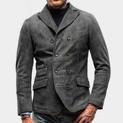 Martijn | Klassieke Dubbelgeknoopte Blazer in de kleur Grijs voor heren in Heritage stijl ideaal voor de winter