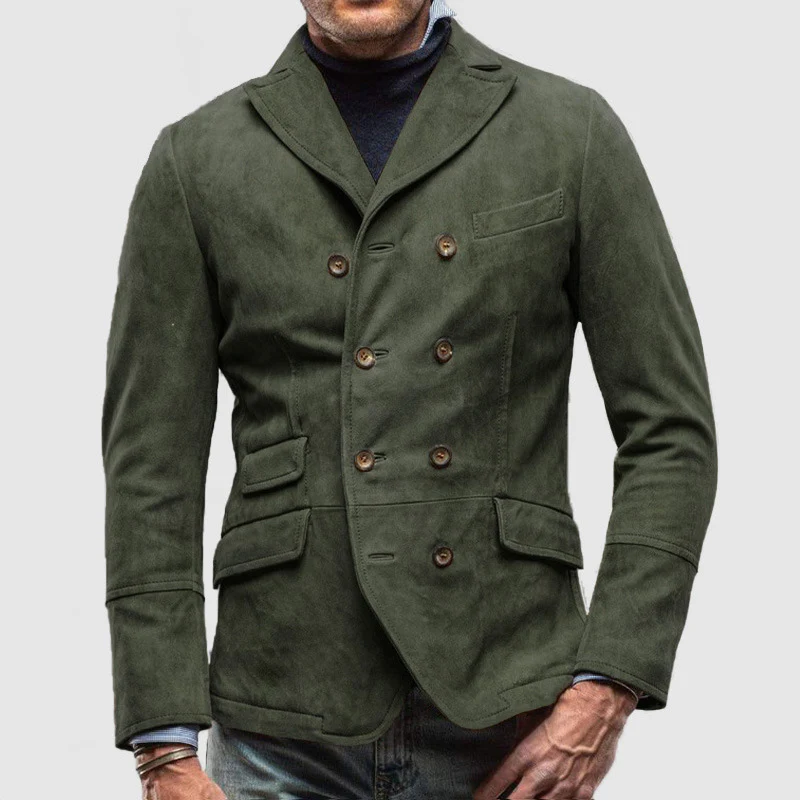 Martijn | Klassieke Dubbelgeknoopte Blazer in de kleur Groen voor heren in Heritage stijl ideaal voor de winter
